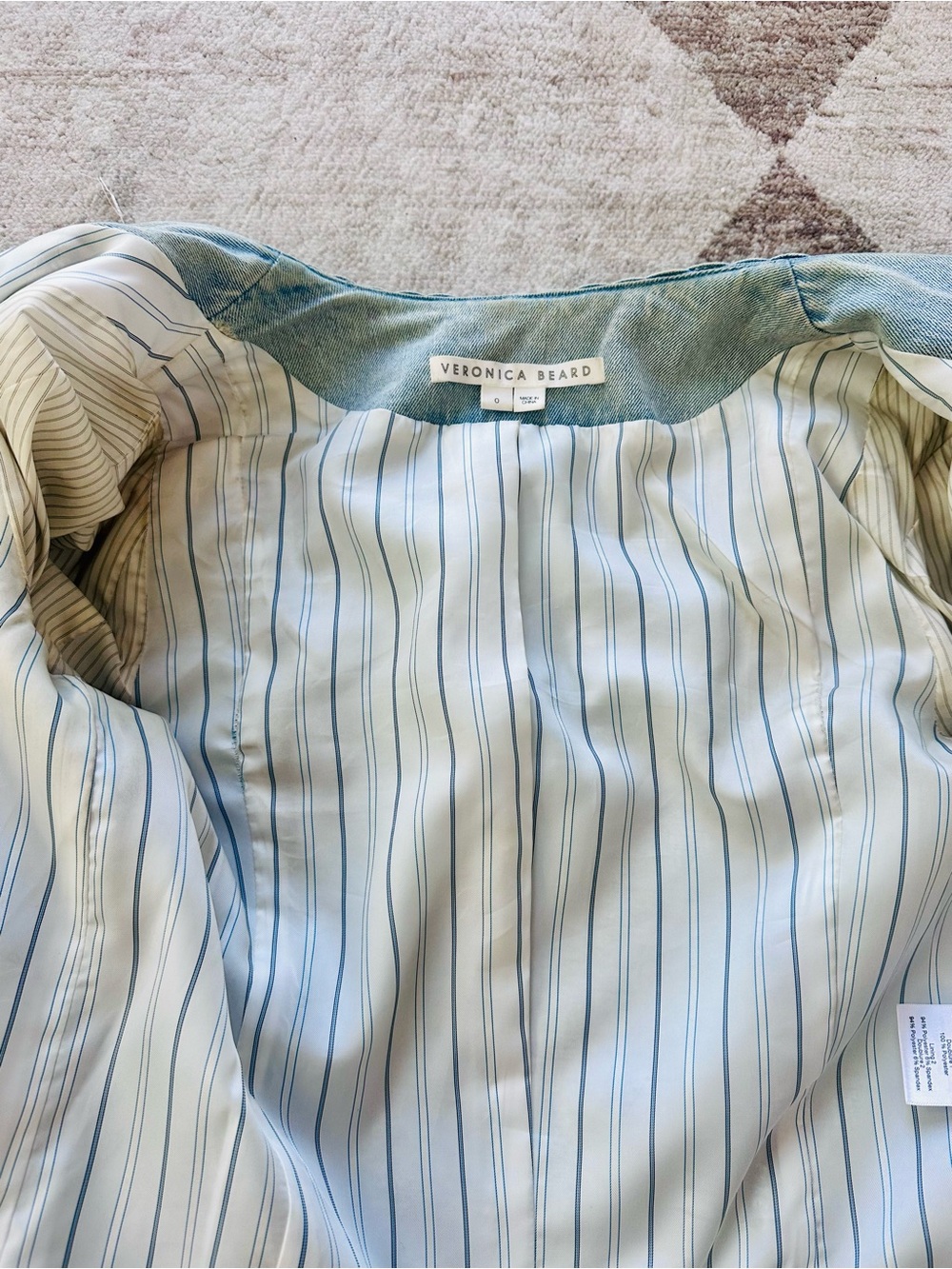Veronica Beard Arrowe Jacket Glazier Braided Denim Jacket Size 0 - Picture 11 of 11